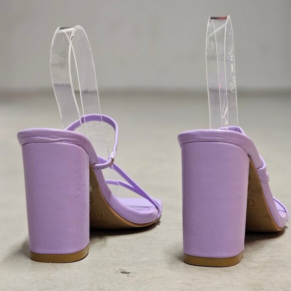 Purple Block Heel Sandals With Strappy Design Open Toe For Women - Picture 9 of 10